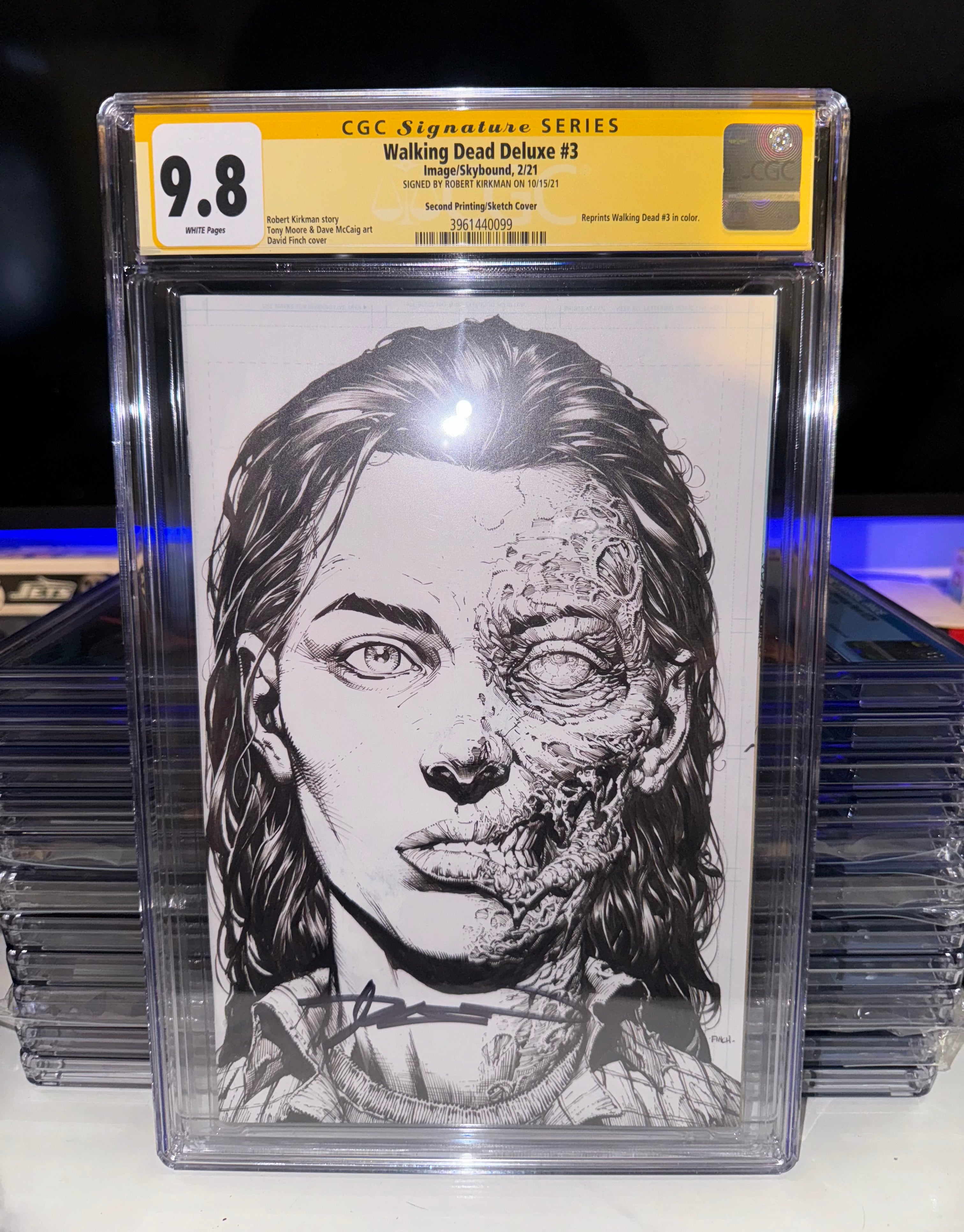 The Walking Dead Deluxe #3 2nd Print Sketch cover, CGC 9.8 Sig-R Kirkman